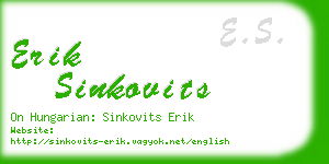 erik sinkovits business card